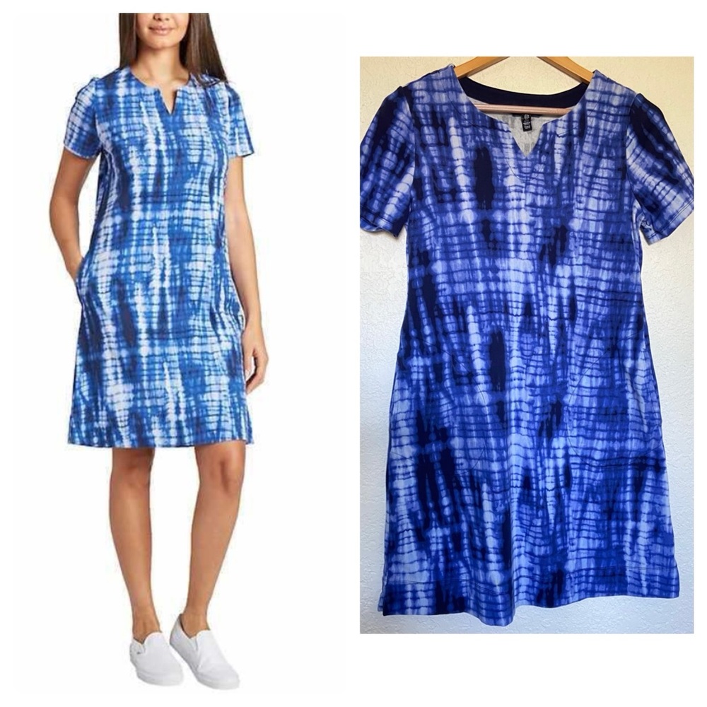 Ellen Tracy Tie Dye Pima Cotton Blend Shift Dress